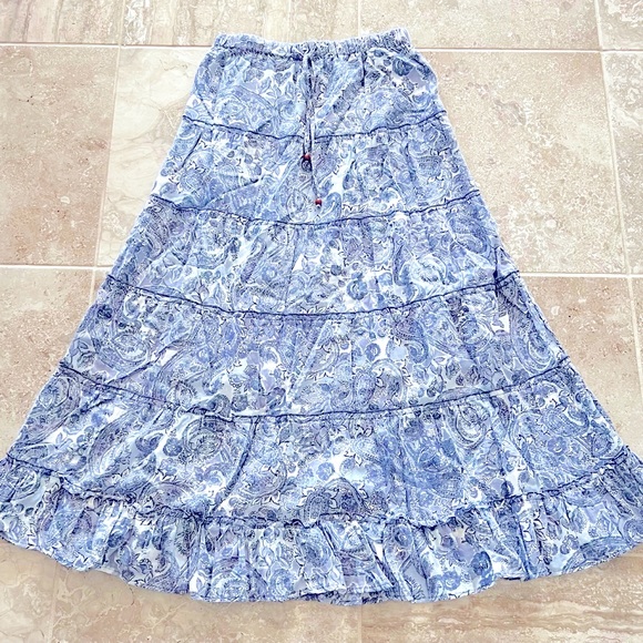 Rachel Zoe Tiered Maxi Skirt Cotton Floral Print Size M New w/Tag Retail ~$120 - Picture 6 of 9